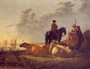 Aelbert Cuyp Cattle with Horseman and Peasants oil painting reproduction